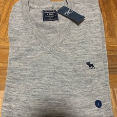 新品タグ付き　Abercrombie & Fitch グレー Vネックセーターの画像