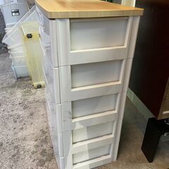 【リユースショップスパークル】チェスト　No.178　5段収納　衣類収納　アイリスオーヤマ　収納ボックス　タンス　ウッドトップチェスト　HG-725R　ホワイト　配送設置可能♪の画像