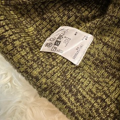 ミックスネック　編み地切替　パフスリーブニット FREE'S MART グリーンの画像