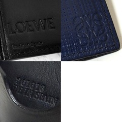 LOEWE ロエベ リネン カードケース アナグラム ネイビー系の画像