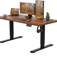 昇降デスク 電動昇降式テーブル (ウォールナット, 120CM 矮)の画像