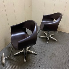 W東○161 サロン店用品 昇降チェア 椅子 美容 理容 サロンワーク カット用椅子 チェア 動作OK 2個セットの画像