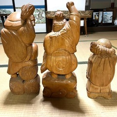 木彫り大黒天様　恵比寿様　布袋様　の画像