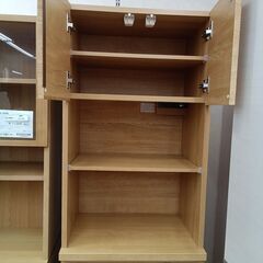 リユースのサカイ栃木店★ジモティ割あり★ NITORI 食器棚 ETONA60 ベージュ W59×D43×H180.5 クリーニング済み TC11892の画像