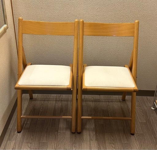 無印良品・ダイニング折りたたみチェア２脚・座面張替え済み