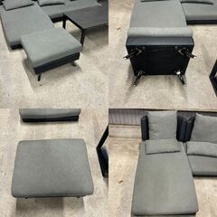 K45 ニトリ 布張り カウチ ソファ ３人掛け スツール テーブル セット ポーション2KD GY IV ベッド 1人 2人 インテリア 家具の画像