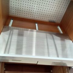 リユースのサカイ栃木店★ジモティ割あり★ 末次家具 食器棚 ブラウン×シルバー W80×D45×H180 クリーニング済み TC11895の画像