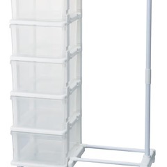 JEJアステージ(JEJ Astage) 収納チェスト ハンガーラック & 5段チェスト クリア 日本製 簡単組立 幅83.5×奥行42×高さ111.2cmの画像