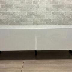 幅120 テレビ台 ローボード 鏡面 石目調 ホワイト 脚取り外し可能の画像