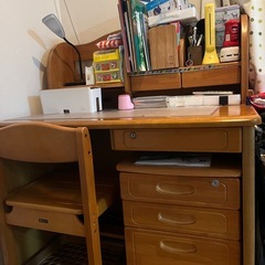 お話し中。子どもの勉強机の画像