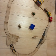 木製電車セット　積み木　プラレールの画像