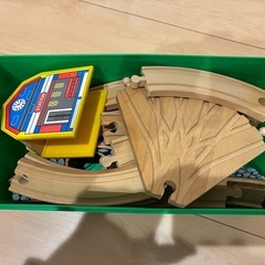 木製電車セット　積み木　プラレールの画像