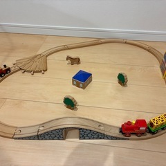 木製電車セット　積み木　プラレールの画像