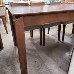 J1908【リユースのサカイ柏店】伸長式ダイニングテーブルセット椅子6脚付　ブラウン　クリーニング済の画像