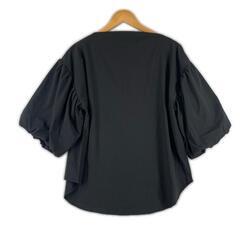 美品 Mimimemete ミミメメテ 無地 春夏 SS ブラウス ポリエステル ブラック レディース M【古着】【中古】の画像