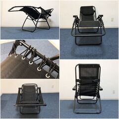 リクライニングチェア 角度調整可能 アウトドアチェア ブラック 超軽量 キャンプ道具 通気性抜群 枕付きハイバック仕様 清掃/動作確認済みの画像
