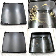 【❗️✨おもてなしに最適✨❗️】高級感ある漆塗り風お膳 10枚セット✨30×30cm 木箱付き 和食・法要の画像