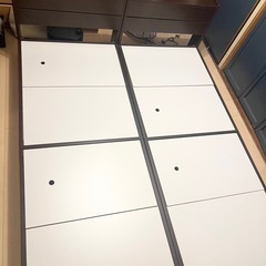 ☆美品☆ベットフレーム　クイーンサイズ　　(セミシングルを二つ横並びにする形)ウォールナット　プレゼント付きの画像