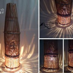 捕獲　囮　籠　うけ　筌　◇　新品　日本製　竹製　職人技　手作り　実用品or　和インテリア　長90cmの画像