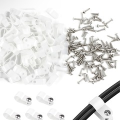 ケーブルクランプ ケーブルクリップ ネジ付き　直径10.4mm R型　ホワイトの画像