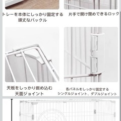 N&Sペットケージ サークル 猫 犬 大型 折りたたみ キャットケージ ワイド扉 多頭飼い 脱走防止 猫ハウス 1段 2段 組み替え自由 おしゃれ (DC-1-1, ホワイト) の画像