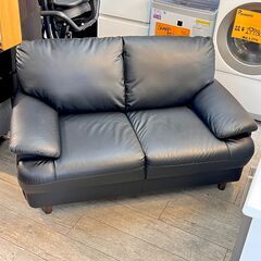 ニトリ Nシールド 2人掛け 合皮ソファ キャッツ2 ポケットコイル ブラック 横幅145cm奥行85cm高さ80cm★買取帝国 志木店の画像