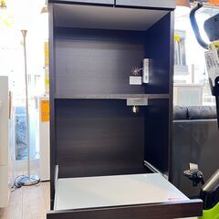 ニトリ コパン コンセント付き レンジボード 食器棚 レンジ台 ダークブラウン 横幅60cm奥行40cm高さ180cm 定価36990円★買取帝国 志木店の画像