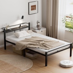 ベッドフレーム シングル ベッド パイプベッド 床下収納高さ ブラックの画像