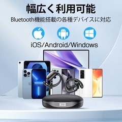 ワイヤレスイヤホン bluetooth6.0 イヤホン イヤーカフ 骨伝導イヤホン ノイズキャンセリング OWS 高音質 業界TOP 30H連続再生 HiFi 生活防水 最新耳挟み式 自動ペアリング 日本語説明書 残量表示 Siri対応 タッチ操作 装着感ゼロの画像