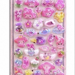 暗闇で光る ボンボンドロップシール 立体ステッカー 7シートセット 発光シールの画像