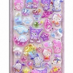 暗闇で光る ボンボンドロップシール 立体ステッカー 7シートセット 発光シールの画像