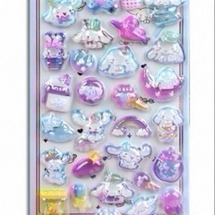 暗闇で光る ボンボンドロップシール 立体ステッカー 7シートセット 発光シールの画像