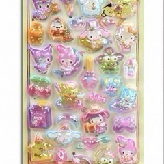 暗闇で光る ボンボンドロップシール 立体ステッカー 7シートセット 発光シールの画像