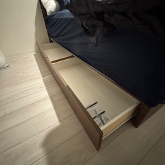 Q - クイーンマットレス(Nスリープラグジュアリー LH3 UNT) + クイーンベッドフレーム(EB-003 引出し付き MBR DR)の画像