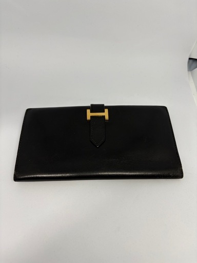 エルメス　ブラック　長財布　Ｈ金具ゴールド