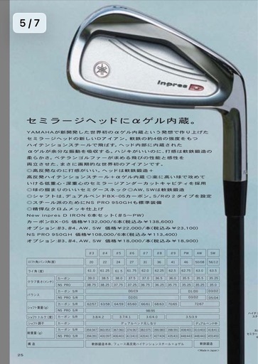 ヤマハ インプレスD アイアン 9本セット