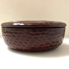 鎌倉彫風　菓子鉢　蓋付き　鎌倉彫 菓子器　アンティーク　昭和　レトロ　鎌倉彫 柿　彫刻　漆器　漆　器の画像