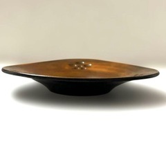 茶托　茶たく　コースター 漆塗　漆　漆器　木　木製　三角形 本漆塗り　木彫り　花　彫刻 和食器　トレー　皿　器 日本　和物　和小物　和風　和の画像