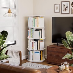 【組み立てのみ未使用】回転式本棚　ホワイトの画像