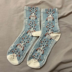 靴下 古着系 水色系統 2個セット の画像