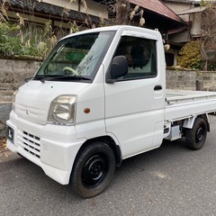 三菱ミニキャブトラック5速ボタン4WD/ハイ/レバーでスーパーロー付き車検なし一時抹消書類付き実動U62T/3G83/112972KM現状荷台3方開きの画像