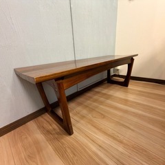 チーク材ベンチ　木製　天然木　インダストリアル　無垢の画像