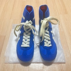 asics ボクシングシューズ ハイカット 25.0cm ブルー レスリングの画像