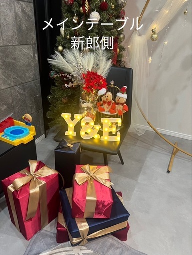 結婚式　メインテーブル　高砂　冬　クリスマス　造花　