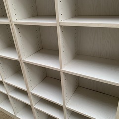 本棚/ブックシェルフ　ホワイト 2列×6段 2台セット 1台あたりのサイズ70cm×29cm×高さ189cm 状態良好品❣️の画像