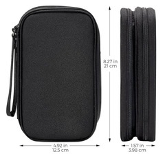 便利 ガジェットポーチ 3層大容量 小物入れ 化粧ポーチ 旅行 出張 耐久性のあるファブリック製収納ケース（ブラック）の画像