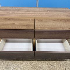 チェスト ウォールナット色 木製 ローチェスト 引き出し 洋服タンス 北欧 木目調 収納の画像