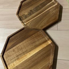 八角形 木製トレイ 2枚セットの画像