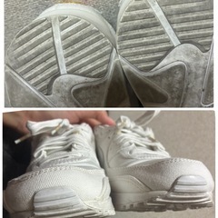 ナイキNike Air Max 90 プレミアムパリ　ホワイトスニーカー　25.5cm美品２回使用　2度手洗い済み
の画像