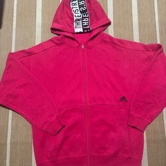 【常田大希さん着用モデル】adidasジップパーカーSピンク (レディースだとLサイズぐらい)着画ありの画像